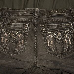 Miss Me Women's Dark Gray Jeans with Rhinestones